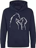 minifan Pullover Mädchen : Pferde Liebe - Kapuzenpullover für Reiterin - Geschenk - Kinder Hoodie Pferd - Reitsport Bekleidung - My Horse - REIT-Zubehör (152)