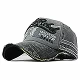 YULOONG Vintage Baumwolle Baseball Cap gewaschen Denim Sonnenhut gestickte LKW Cap Casual Sport Cap für Männer Frauen (A-Schwarz)
