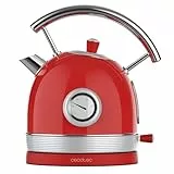 Cecotec Wasserkocher mit 1,8 Liter Fassungsvermögen Thermosense 420 Vintage Light Red. 2200 W, Fassungsvermögen für 8 Tassen Tee, Temperaturanzeige, Vintage-Stil, 360º drehbare Basis, Edelstahl in Rot