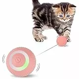 Mkitnvy Interaktives Katzenspielzeug Ball, Katzenball mit LED-Licht, 360° Selbstdrehender Elektronischer Katzenball, Stimulierung Jagdtriebs Lustiges Bälle Spielzeug für Katzen, Blau (Rosa)
