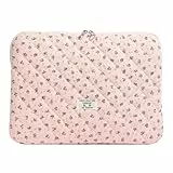 CHAMAIR Puffy Laptop-Hülle, 33 cm (13 Zoll), niedliches Blumenmuster, gesteppt, ästhetische MacBook-Hülle, Rosa