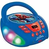 Lexibook, Spider-Man, Bluetooth CD-Spieler für Kinder, Tragbar, Mehrfarbige Lichteffekte, Mikrofonbuchse, Aux-in-Buchse, Netz- oder Batteriebetrieb, Mädchen, Jungen, Blau/Rot, RCD109SP