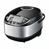 Midea Reiskocher, Multikocher mit 11 Programme, Rice Cooker 5 L für 2-10 Personen, Slow Cooker & Dampfgarer mit 24h Warmhaltefunktion, Timer, inkl. Dämpfeinsatz, Löffel & Messbecher, Schwarz & Silver
