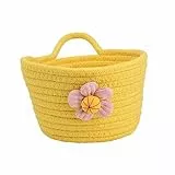 Anevous Aufbewahrungskorb aus Baumwollseil, Gewebt Aufbewahrung Körbe mit Griffen, Dekorativer Körbchen Organizer, Körbchen Baumwolle für Kinderzimmer, Büros, Desktop,Gelb