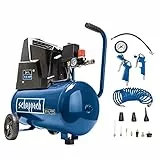 Scheppach Kompressor HC25o (1100W, 24 L,8 bar, Ansaugleistung 165 l/min, Druckminderer, ölfrei) - inkl. 13-teiligem Druckluft Werkzeug Set + 5 m Spiralschlauch