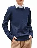 Arshiner Jungen Herbst Winter Strick Pullover Rundhals Ausschnitt Kinder Basic Stricken Schooluniform Sweater Langärmeshirt für Jungen Marine Blau 150