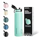 UZSPACE Edelstahl Trinkflasche 1l (970ml), Isolierte Thermosflasche mit 1-Klick-Öffnung, 100% Auslaufsicher, Sport Wasserflasche für Wandern Sport Fitness Gym Outdoor, Mintgrün