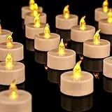 OSHINE Batterie Teelichter – LED Teelichter 12Pack, realistisches und hell flackerndes, flammenloses Teelicht für saisonale und Festivalfeiern, warme gelbe Lampe, batteriebetrieben
