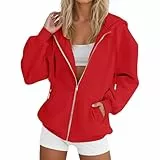 Generisch Sweatshirt Jacke Damen mit Kapuze Rot S