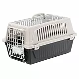 Ferplast Transportbox Katze, Hundetransportbox kleine Hunde und Katzen bis 8 kg, Dach zu öffnen, mit Kissen und Napf, Lüftungsschlitze, 37x58xH 32cm, Transportbehälter Atlas 20 Open