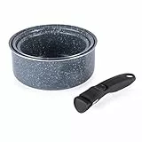 Russell Hobbs RH03294EU7 Smart Clip Topfset - 3 antihaftbeschichtete Töpfe mit abnehmbarem Griff, Induktionsgeeignet, Ofenfest, Platzsparend stapelbar, 16/18/20cm, Nachtstein.