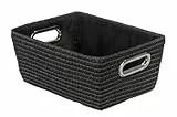 WENKO Aufbewahrungskorb Mod. Chromo eleganter Korb für Bad Küche und Haushalt mit Chromgriffen in Flecht-Optik für Badaccessoires und Küchenutensilien 28 x 12 x 19,5 cm Polypropylen Schwarz