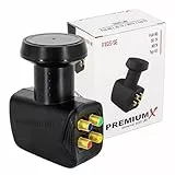 Premium X Quad LNB - 4Fach - für 4 Teilnehmer - 4K Full HD - mit Wetterschutz und LTE Filter für Satellitenschüssel Digital TV Fernseher SAT Receiver - Schwarz