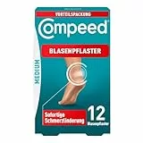 Compeed Blasenpflaster Medium - Hydrokolloid-Pflaster - mit Polsterung an der Ferse, schützt vor Druck und Reibung - lindert Schmerzen, zur schnellen Abheilung - 4,2 x 6,8 cm - 12 Stück