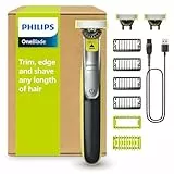 PHILIPS OneBlade 360 Face & Body - elektrischer Rasierer, Trimmer & Bodygroomer, 3x 360 Klingen, 4x Trimmaufsätze (1/2/3/5 mm), 2x Körperaufsätze, Nass- & Trockenrasur für Gesicht & Körper (QP2834/31)