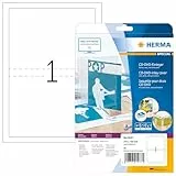 HERMA 5037 CD DVD Einleger für Jewel Case Hüllen perforiert, 25 Blatt, 273 x 183 mm, 1 pro A4 Bogen, 25 Stück, bedruckbar, matt, blanko Papier-Cover Inlays, weiß