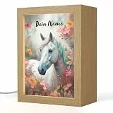 OnlyWow© Nachtlichter & Schlummerleuchten Für Kinder Mit Name 15x20 cm Baby Nachtlicht Personalisiert Nachttischlampe Jugendzimmer Pferd - Natur - Blumen - Tiere - Wald