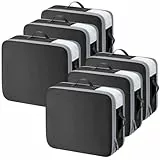 DIMJ Selbstkomprimierender Organizer - Bettwäsche Aufbewahrung, Packing Cubes Compression Bettdecken, Kleidung Aufbewahrung for Bettdecken, Kleidung, Decken, 6 Stück(Schwarz)