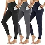 AMIYOYO Sport Leggings Damen mit Tasche High Waist Leggins Blickdicht Sporthose Bauchweg Sportleggins Lang Dehnbar Hose Yoga für Gym Fitness 3er Pack