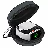 MoKo Ladetasche Kompatibel mit Apple Watch Ultra3/2/1,Series 11-1/SE3/SE2/SE,Airpods Pro/3/2/1,Tragetasche Reisetasche Schutzbox mit Karabiner,Aufbewahrung Ladestation Ständer Halterung,Space Grau
