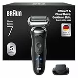 Braun Series 7 Rasierer Herren Elektrisch, Elektrorasierer mit 60 Min. Akku, Rasierapparat-Aufsatz, Kabelloser Nass- und Trockenrasierer, Wasserdicht, Made in Germany, 72-N1200si, Schwarz