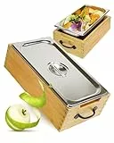 GOURDBRO Biomülleimer Küchen, 5.6L Komposteimer mit Deckel, Spülmaschinenfest Kompostbehälter für Küche, Geruchsdicht, Bambus Biomüll Behälter für Lagerung Täglichen Bioabfalls