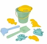 LENA® Sandspielset 9-teilig – Eimer Ø 18 cm (2 L), Sieb, Schaufel, Rechen & 5 Förmchen – farbig Sortiert – ab 12 Monate – TÜV Zertifiziert – Made in Europe