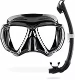 Cressi Big Eyes Seal Dry Schnorchelset Erwachsene - Panorama-Sichtfeld Tauchmaske - Seal-Dry Trocken-Schnorchel - Taucherbrille mit weicher Silikon-Dichtung - Schwarz/Schwarz - Einheitsgröße