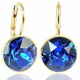 925 Ohrringe Gold Sapphire Marken-Kristalle aus Österreich Silberohrringe vergoldet NOBEL SCHMUCK