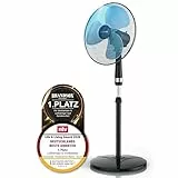 Brandson - Standventilator 40cm - Preisträger 2026 - Ventilator höhenverstellbar bis 122 cm - mobiler Lüfter, hoher Luftdurchsatz, 3 Geschwindigkeitsstufen, Oszillationsfunktion 80°