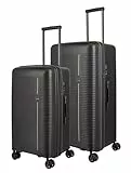 Travelite 4-Rad Koffer Set 2 teilig Größen L/M, Gepäck Serie Roomer: Hartschalen Trolleys mit TSA Kombinationsschloss; Größe M mit integrierter Dehnfalte