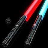 Lichtschwert Kinder & Erwachsene, USB-C Ladefunktion, RGB 15 Farben, 2-in-1 Duell Lightsaber mit 4 Modi, Metallgriff & robustem Schwert, Laserschwert Set 2 Stück (Schwarz 2pc)