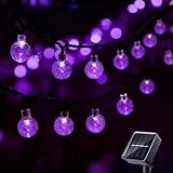 L LAMPOP 20 LED-Dekorationen, Kristallkugeln, Solar-Lichterkette für den Außenbereich, mit 8 Beleuchtungsmodi, wasserdicht, solarbetrieben, Terrassen-Hängeleuchte für Garten, Hof, Veranda, Hochzeit,