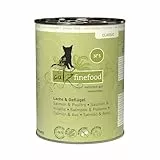 catz finefood N° 5 Lachs & Geflügel Feinkost Katzenfutter nass, verfeinert mit Spinat & Tomate, 6 x 400g Dosen
