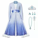 AUYAO Kostüme für Kinder Mädchen Kleid 6teiliges Set Kleid Kinder mit Krone Diadem Zauberstab Girls Princess Dress Costume Outfits für Weihnachten Verkleidung Karneval Halloween Geburtstag Party 140cm