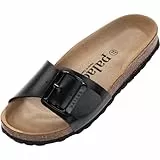 Palado Pantoletten Damen Malta EGS Metallic - bequeme Sandalen Made in Spain - Hausschuhe mit dämpfendem Kork-Fußbett - modische Sommerschuhe Schwarz UK8 - EU41