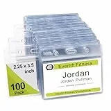 Namensschild Ausweishüllen Ausweishalter Ausweishuelle Namensschilder - Fushing 100 Stück Ausweishülle Horizontal Transparent ID Badge Holder Durchsichtige Namensschilder Kunststoff
