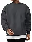 JMIERR Baumwolle Sweatshirts Pullover für Herren Casual Basic Langarm Hoodie Sweater Carbon Grau XL