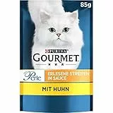 Gourmet Perle Erlesene Streifen Katzenfutter nass, mit Huhn, 26er Pack (26 x 85g)