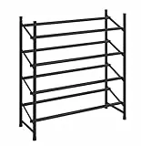 WENKO Anti-Rutsch-Schuhregal Hero ausziehbar, Schuhaufbewahrung für 24 Paar Schuhe, stapelbar, 62-115 x 68 x 23 cm, pulverbeschichtetes Metall, Anti-Rutsch Oberfläche, Schwarz matt