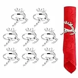 Amosfun 8 stücke Weihnachten serviettenringe Rentier serviettenhalter serviettenschnallen für Weihnachten Urlaub Party esstisch Dekoration (Silber)
