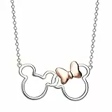 Disney Minnie und Mickey Silber & Roségold plattierte Halskette NF00287TL-18