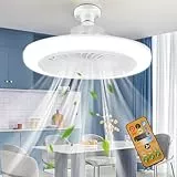 UOEONR Lampe, Deckenventilator, E27, Kronleuchter, Deckenventilator, leise, mit Licht und Fernbedienung, 3 Geschwindigkeiten, zeitgesteuert (mit Fernbedienung)