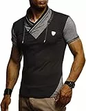 Leif Nelson Herren-T-Shirt mit Kordelzug, Sommerтелей Regulär Fit Deutschland, mit hohem Baumwolle-Anteil, Modisches Männer T-Shirt, Schwarz, Größe S