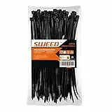 SWEED Kabelbinder Schwarz 200mm x 4.8mm, 100 Stück Kabelbinder UV Beständig, Schwarze Kabelbinder Mit 22Kg, Zugfestigkeit Kann im Innen- und Außenbereich Verwendet