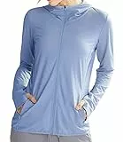 Libin Damen UPF 50+ Sonnenschutz Hoodie Full Zip Laufshirt Langarm Sun Shirt Sportshirt für Running Wandern Outdoor Surfen mit Taschen, Lavendelblau S