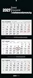 3-Monatskalender Black 2027: Wandkalender 33x80 cm mit 3 Monaten im Überblick, Datumsschieber, Jahresübersicht, Schulferien, faltbar, für Büro & Homeoffice