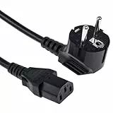 SHAFI® Kaltgerätekabel 3M - Gewinkelt Typ F CEE 7/4 Schuko an C13 Kaltgerätebuchse Gerade - Euro Stecker Winkel Netzkabel Computer Monitor Power Cable Beamer PSU Reines Kupfer PC Stromkabel - 3 Meter