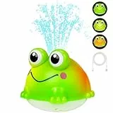 Jovicos Baby Badespielzeug, Wiederaufladbares Baby Badewannenspielzeug mit LED Licht, Frosch Spray Wasserspielzeug, Badewanne Spielzeug ab 1 2 3 Jahre, Badespielzeug für Jungen und Mädchen