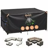 GARPROVM Gartenmöbel Abdeckung 250x210x90cm, 420D Oxford Wasserdicht, Wetterfest & UV-beständig, Winddichte Schnallenriemen, Belüftung, Staubschutz für Lounge Sitzgruppe Sofa